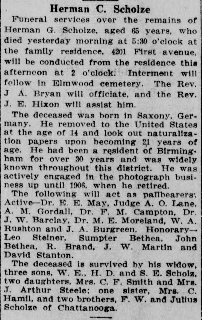 Herman C. Scholze obituary